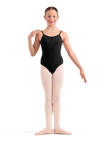 Mirella Embroidered Strappy Leotard M70009C 8-10 BLK