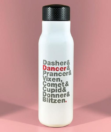Reindeer Names Stainless Steel Bottle RN-SSB O/S WHT