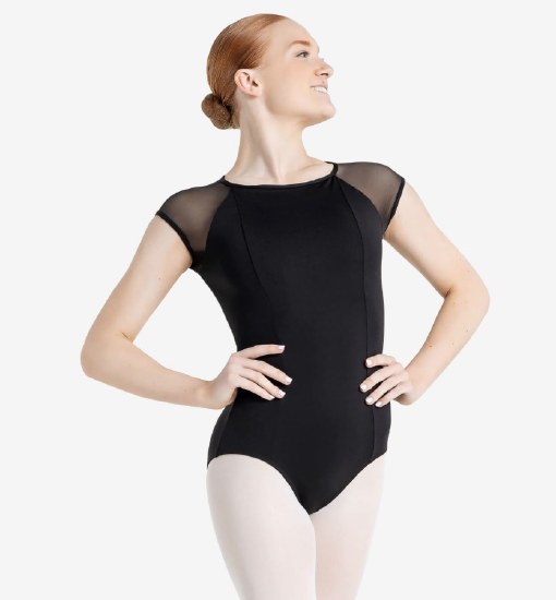 Capezio High Neck Mesh Sleeve Leotard SE1076W XSM BLK