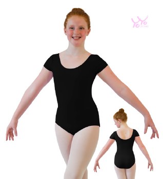 YoYo Active Cap Sleeve Leotard 111C 2-4 BLK