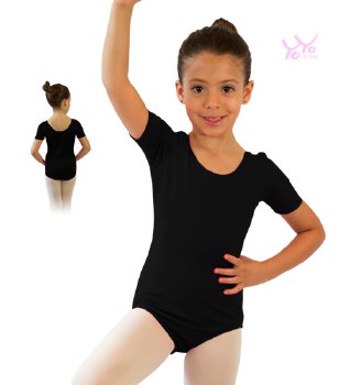 YoYo Active Short Sleeve Leotard 121C 4-6 BLK