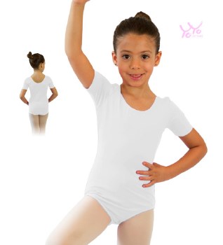 YoYo Active Short Sleeve Leotard 121C 4-6 WHT