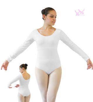 YoYo Active Long Sleeve Leotard 131A MED WHT