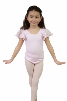 YoYo Active Flutter Sleeve Leotard 161C 6-7 PNK