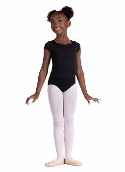 Danshuz Ruffle Cap Sleeve Leotard 26113C 4-6 BLK