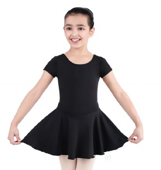 Eurotard Short Sleeve Skirted Leotard 44464C 6-7 BLK