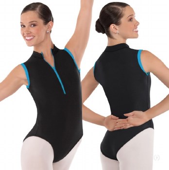 Eurotard Zip Front Tank Leotard 44518 MED BLK/T