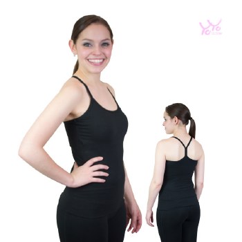 YoYo Active Y Back Cami with Bra Lining 612A LG BLK