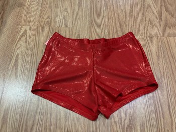 Body Wrappers Metallic Shorts 712 LG RED