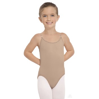 Eurotard Seamless Camisole Leotard w/ Clear Straps 95707C 12-14 BEIG