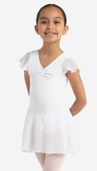 Capezio Flutter Sleeve Dress 113054-6 WHT