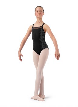 Bloch Lace Print Cami Leotard CL4147 8-10 BLK