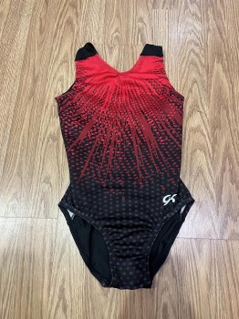 GK Elite Red Splash Workout Leotard E4636C 12-14 000