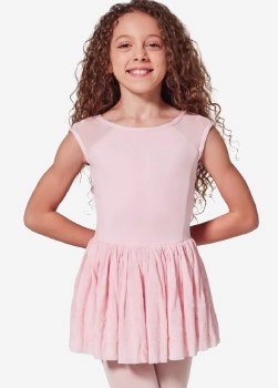 Capezio Bow Mesh Back Skirted Leotard F12428C 2-4 PNK