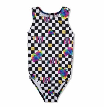 Girl Power Sport NY Love Checkered Leotard LE106 10-12 GPNY