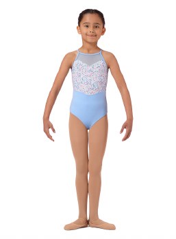 Mirella Floral Halter Leotard M1241C 12-14 BLU