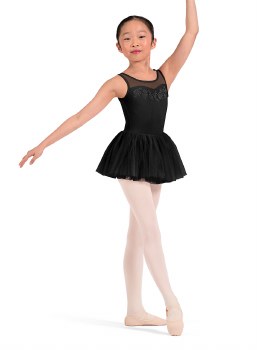 Mirella Embroidered Tank Tutu Leotard M50011C 2-4 BLK