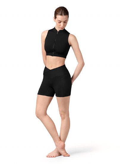 Bloch Zip Front Crop Top Z8455 XSM BLK