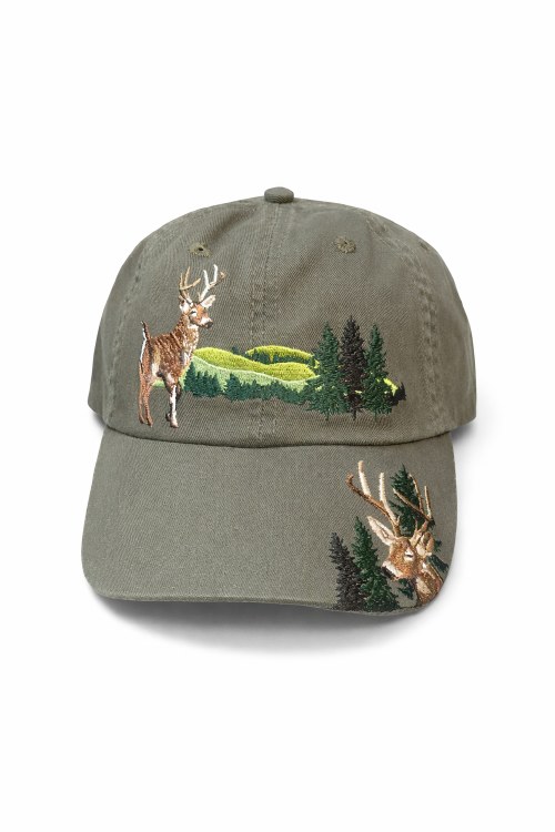 Cap - Deer Scene - Olive