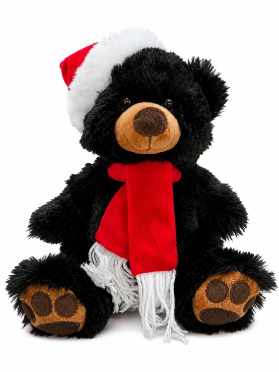 Sitting Black Bear Santa Hat & Scarf