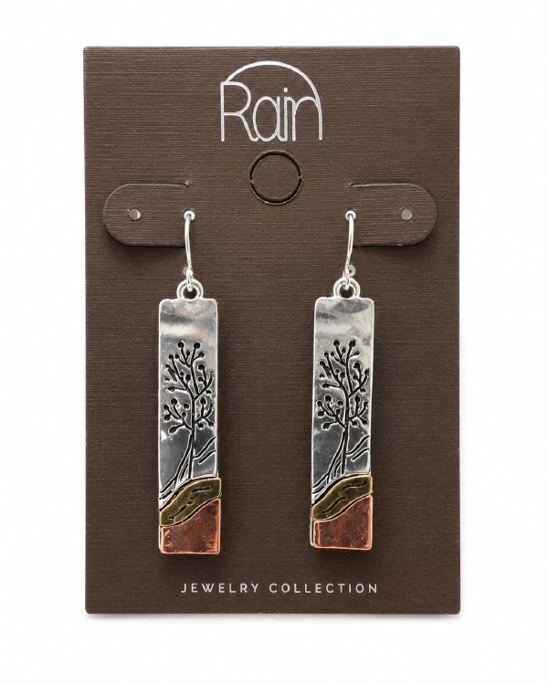 Earrings - Silver - Rectangle Tree