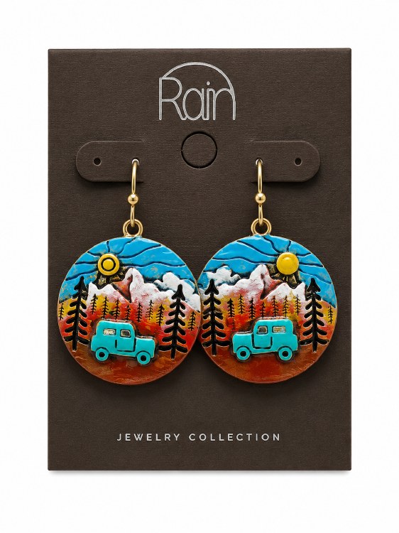Earrings - Multi Adventure Mountain Scene