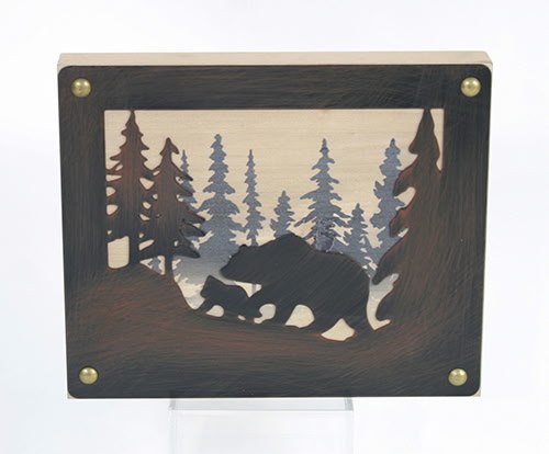 Bears & Woods Picture Metal and Wood 9x7 Wall Hanging