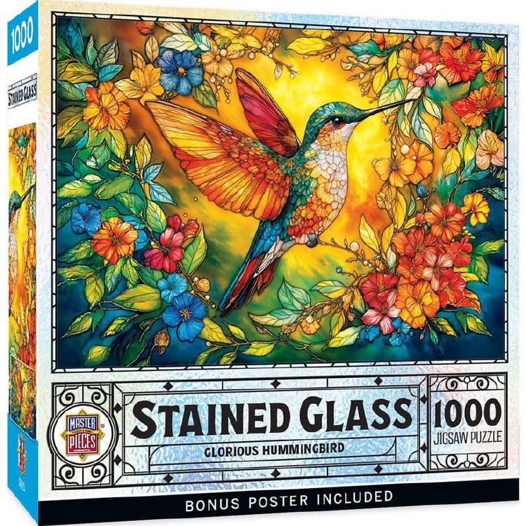 Stained Glass Glorious Hummingbird - 1000 Piece Puzzle