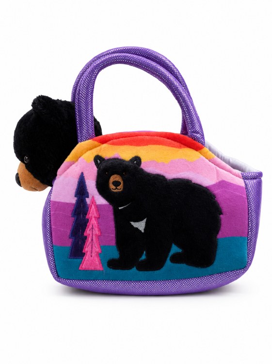 Carrier with Black Bear Plush
