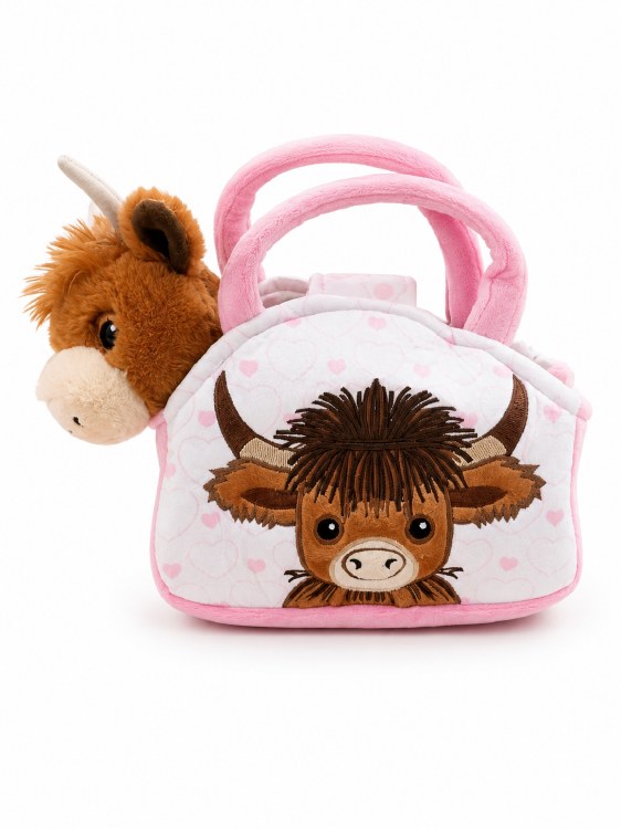 Carrier with Highland Cow Plush