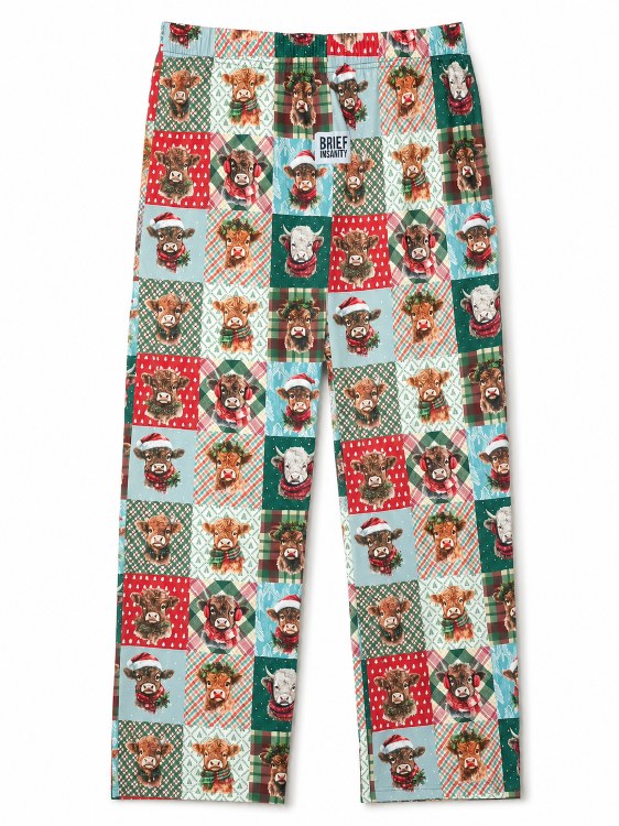 Lounge Pants Christmas Highland Cow - L