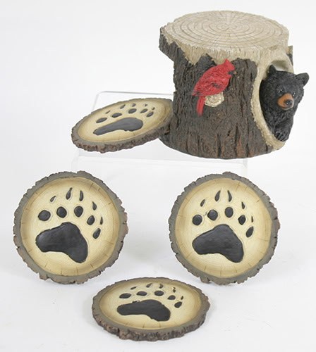 Black Bear and Cardinal Coaster Set