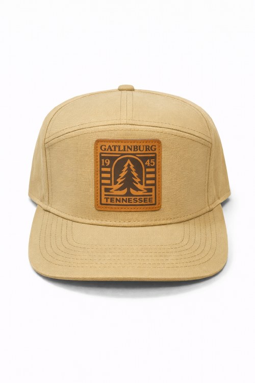 Gatlinburg TN Tan Patch- Olive Flat Brim