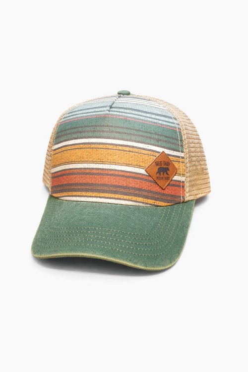 Trucker Cap- Green Stripe with Road Sign