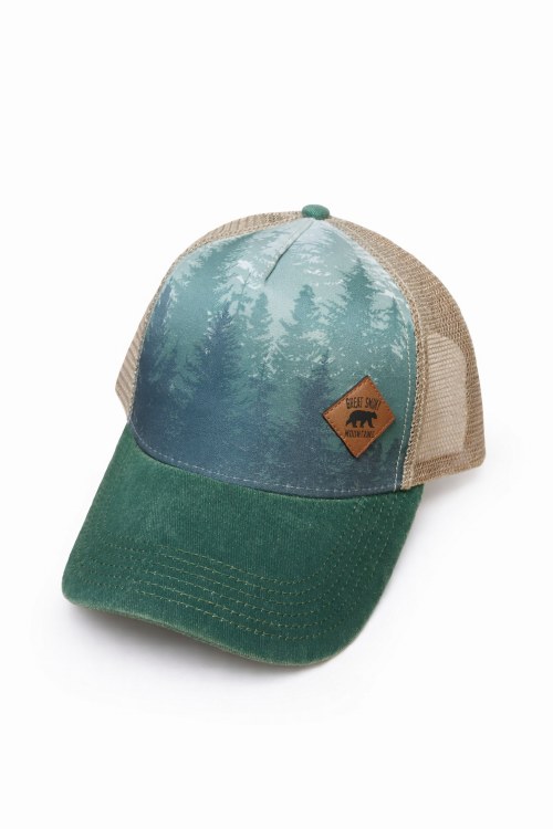 Trucker Cap - Deep Forest Pines with Road Sign