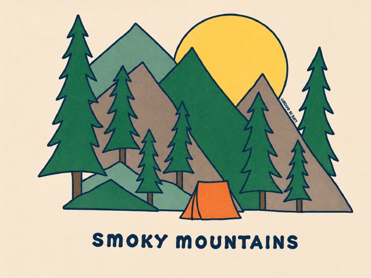 Women's Life is Good Smoky Mountains Name Drop - Putty White
