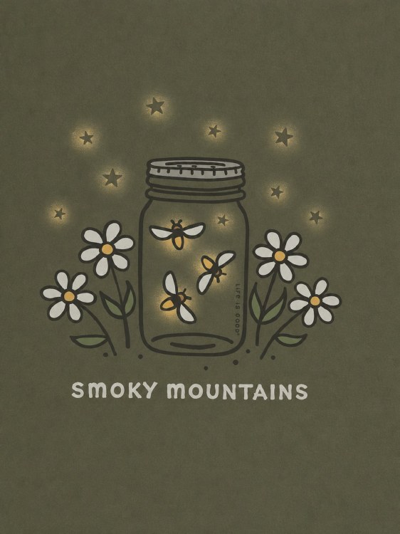 Women's Life is Good Smoky Mountains Name Drop - Moss Green