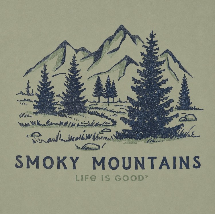 Men's Life is Good Smoky Mountain Name Drop - Moss Green