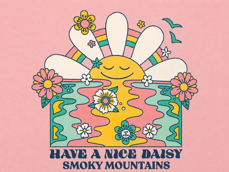 Women's Life is Good Smoky Mountains Name Drop - Seashell Pink