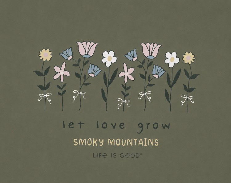 Women's Life is Good Smoky Mountains Name Drop - Moss Green