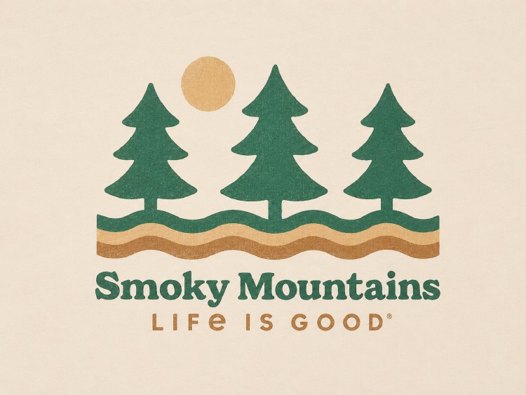 Women's Life is Good Smoky Mountains Name Drop - Birch White