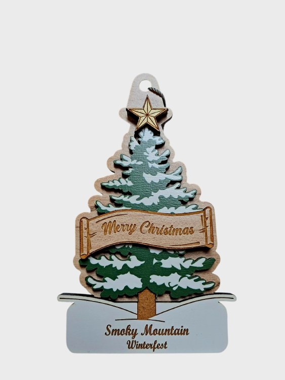 Tim Weberding Ornament- Snowy Tree Smoky Mountain Winterfest