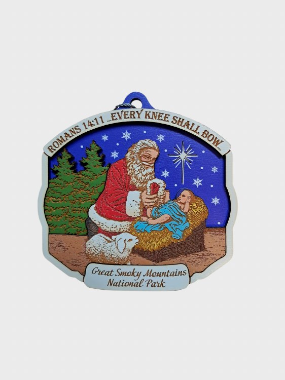 Tim Weberding Ornament- Santa with Baby- Great Smoky Mountains