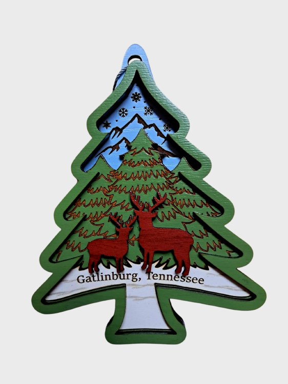 Tim Weberding Ornament- Pine Tree Deers
