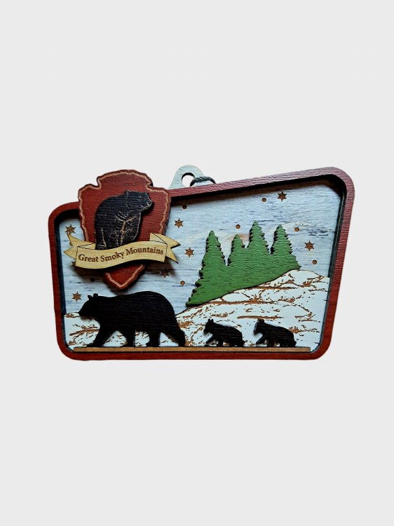 Tim Weberding Ornament- Bears in Winter Landscape
