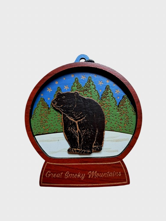 Tim Weberding Ornament- Black Bear Snow Globe