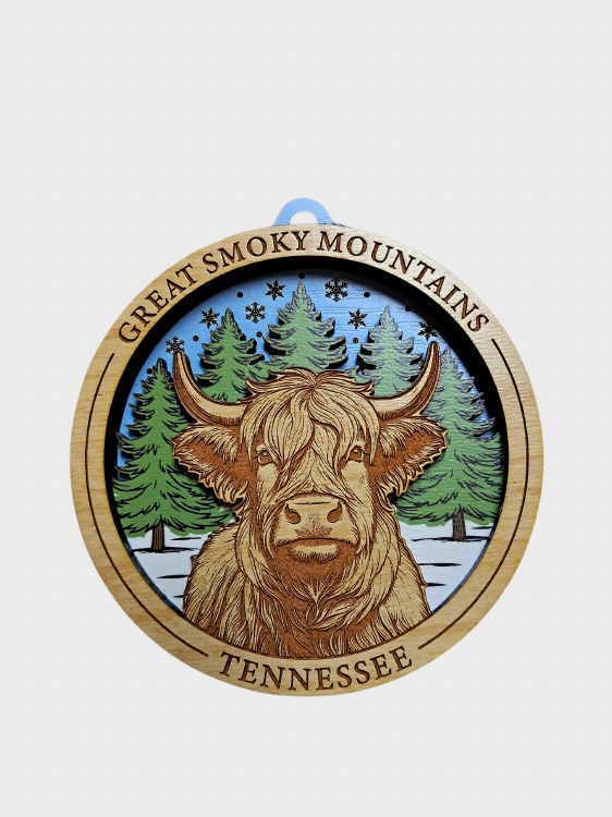 Tim Weberding Ornament- Winter Highland Cow