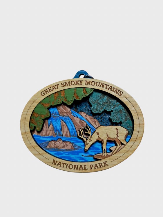 Tim Weberding Ornament- Forest Waterfall Deer