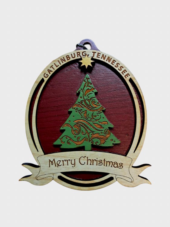 Tim Weberding Ornament- Christmas Tree Oval Gatlinburg Tennessee