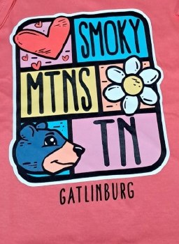 Gatlinburg Cute Color Block Bear- Coral- XS